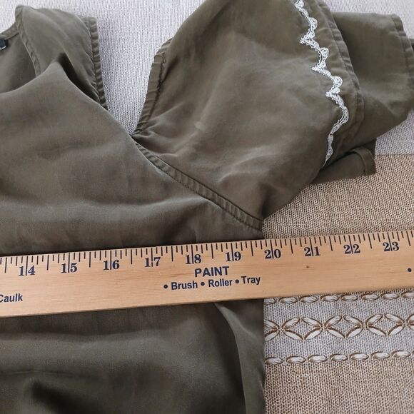 Signature Studio Women's Medium Cold Shoulder Dress Beachy Boho Peasant Green - Picture 8 of 11